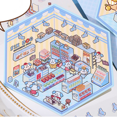 Cute Animals Shop DIY 3D Scene Stickers 4 Cute Miniature Scenes beginner