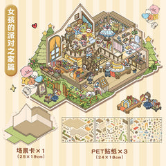 Cute 3D scene collage landscape sticker hand account sticker DIY difficulty