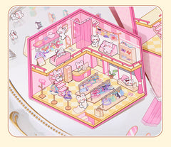 Cute Animals Shop DIY 3D Scene Stickers 4 Cute Miniature Scenes beginner