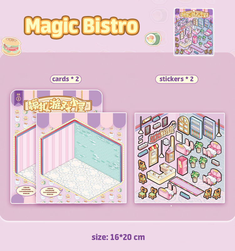 Sim Game Hut DIY 3D Scene Stickers 2 Lovely Miniature Scenes intermediate