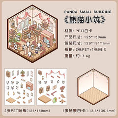 Panda House DIY 3D Scene Stickers - 4 Cute Miniature Scenes beginner